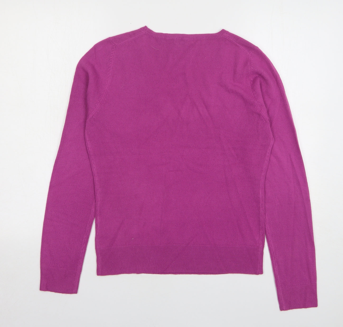 MK One Womens Purple Scoop Neck Acrylic Pullover Jumper Size L