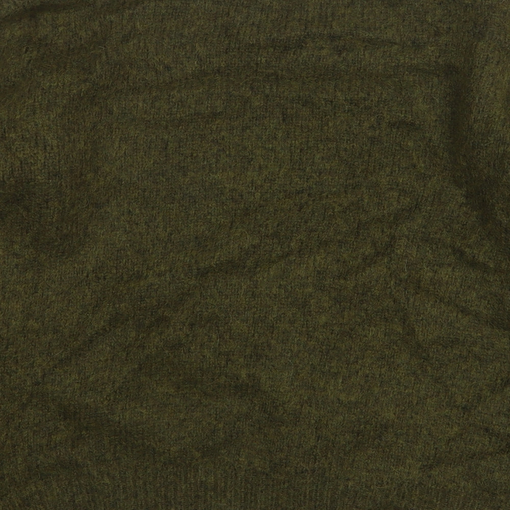Brora Womens Green Round Neck Alpaca Pullover Jumper Size L