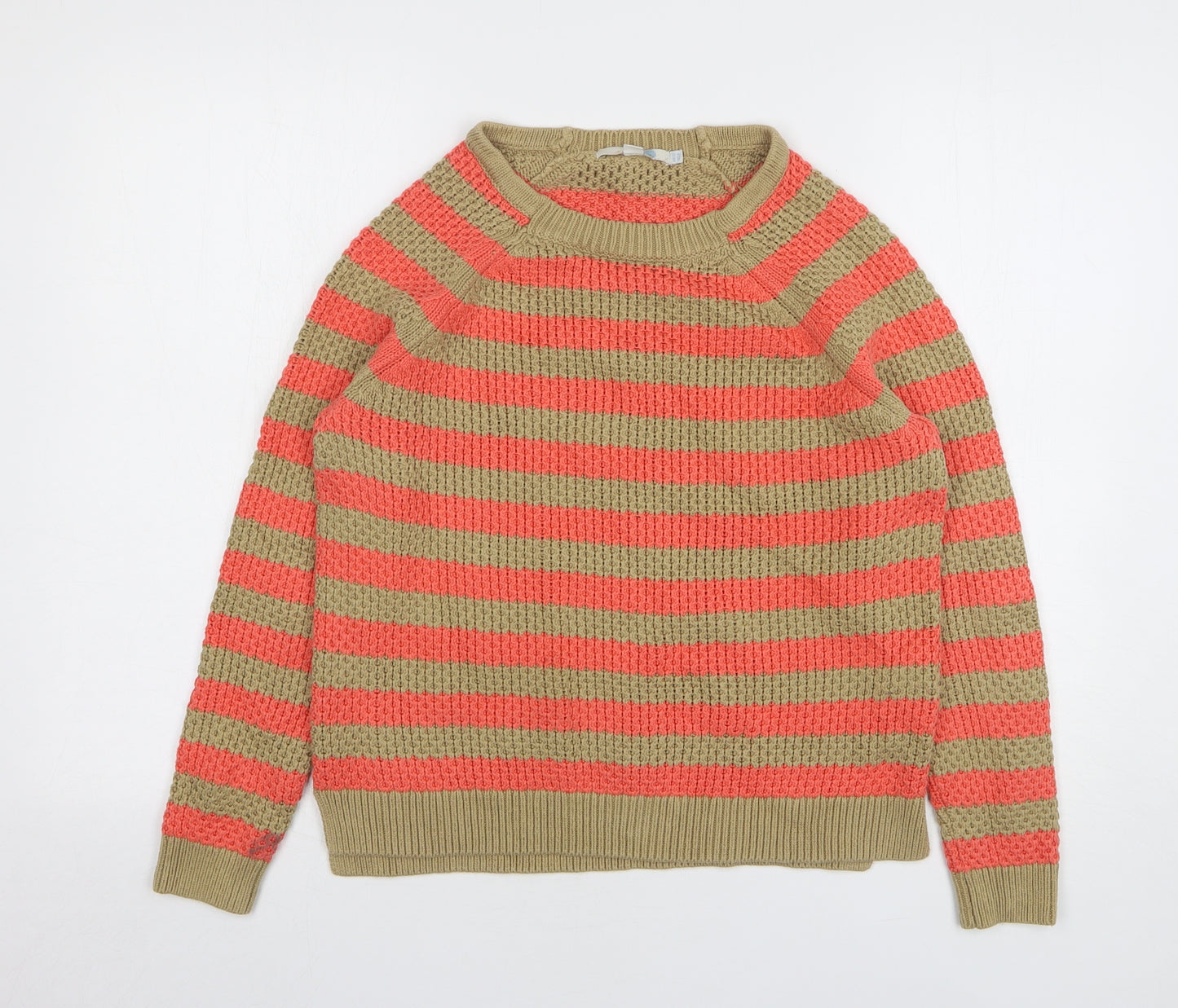 Boden Womens Multicoloured Round Neck Striped Cotton Pullover Jumper Size 12