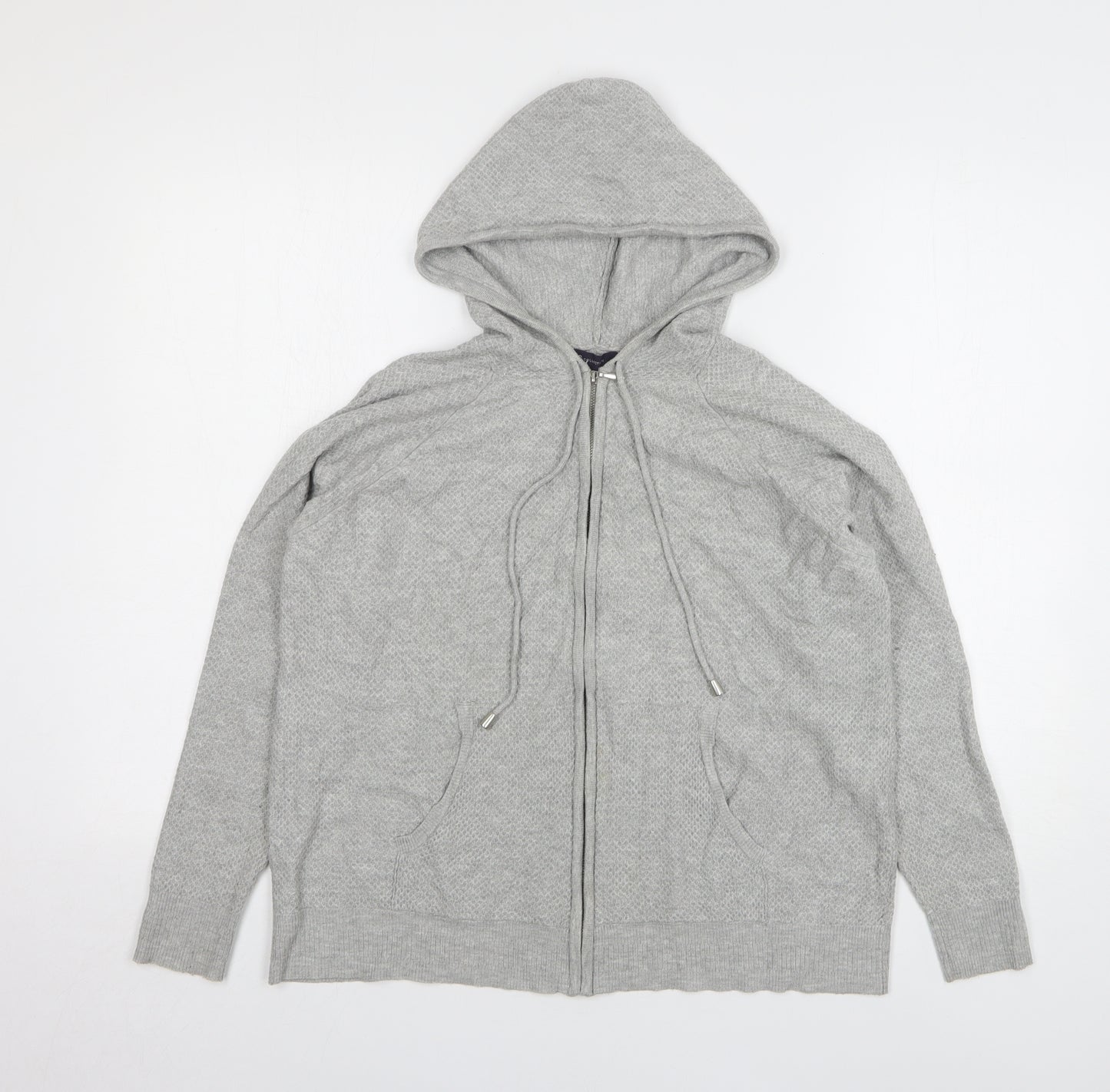 Marks and Spencer Womens Grey Polyester Full Zip Hoodie Size M Zip