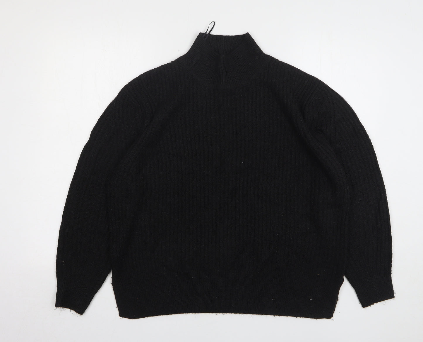 F&F Womens Black High Neck Acrylic Pullover Jumper Size 14