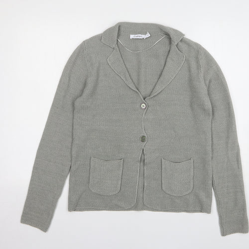 Conbipel Womens Grey Collared Cotton Cardigan Jumper Size M