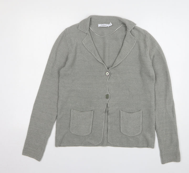 Conbipel Womens Grey Collared Cotton Cardigan Jumper Size M