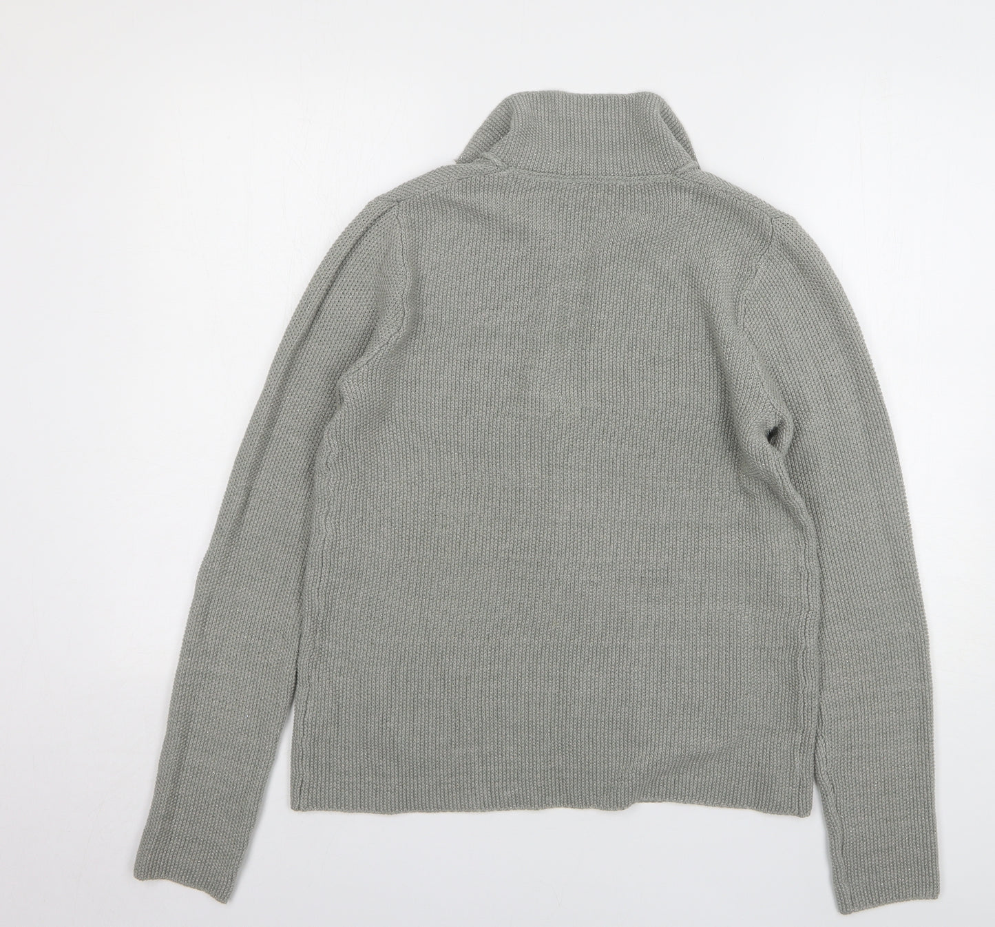 Conbipel Womens Grey Collared Cotton Cardigan Jumper Size M