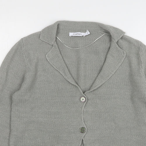 Conbipel Womens Grey Collared Cotton Cardigan Jumper Size M