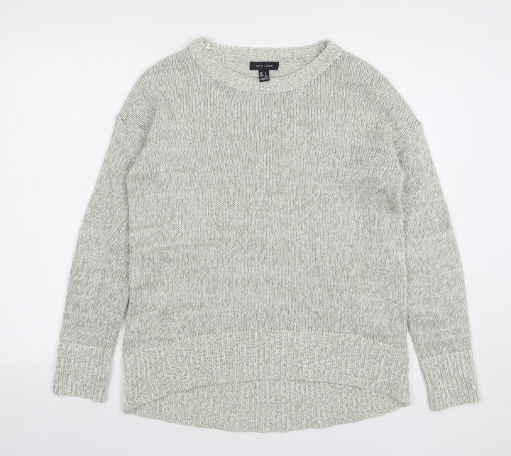 New Look Womens Grey Round Neck Acrylic Pullover Jumper Size S