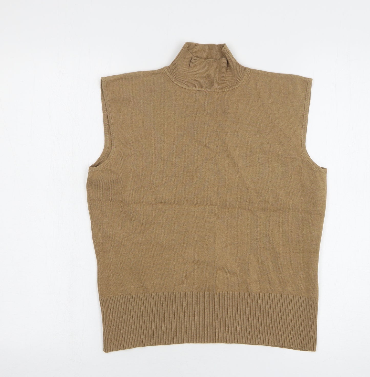 Debenhams Womens Brown High Neck Viscose Vest Jumper Size 16