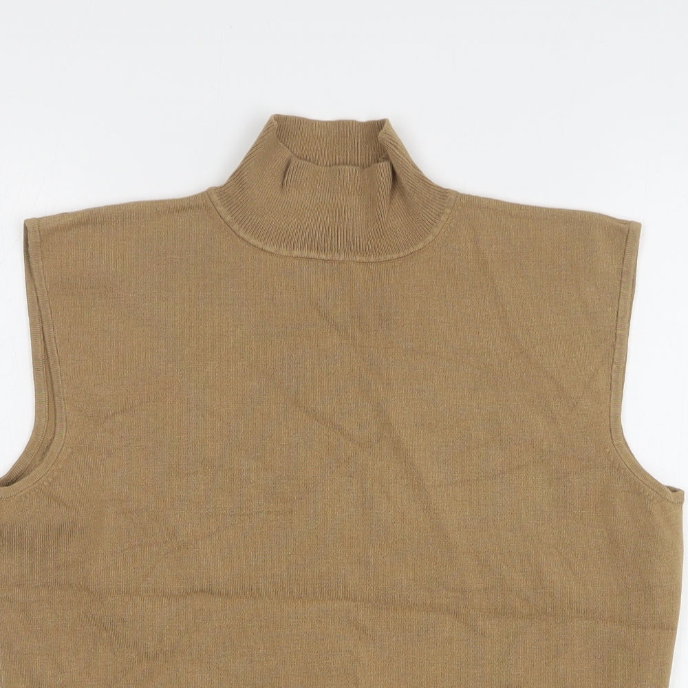 Debenhams Womens Brown High Neck Viscose Vest Jumper Size 16