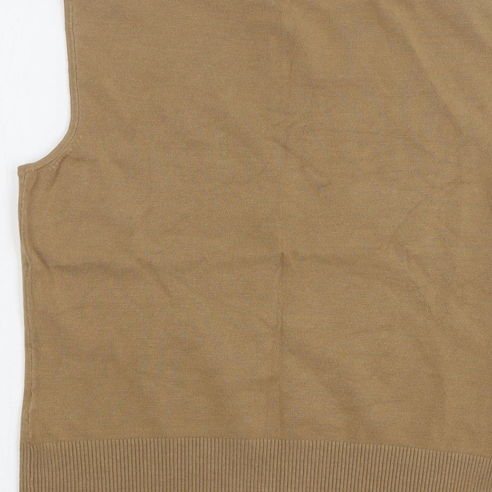 Debenhams Womens Brown High Neck Viscose Vest Jumper Size 16