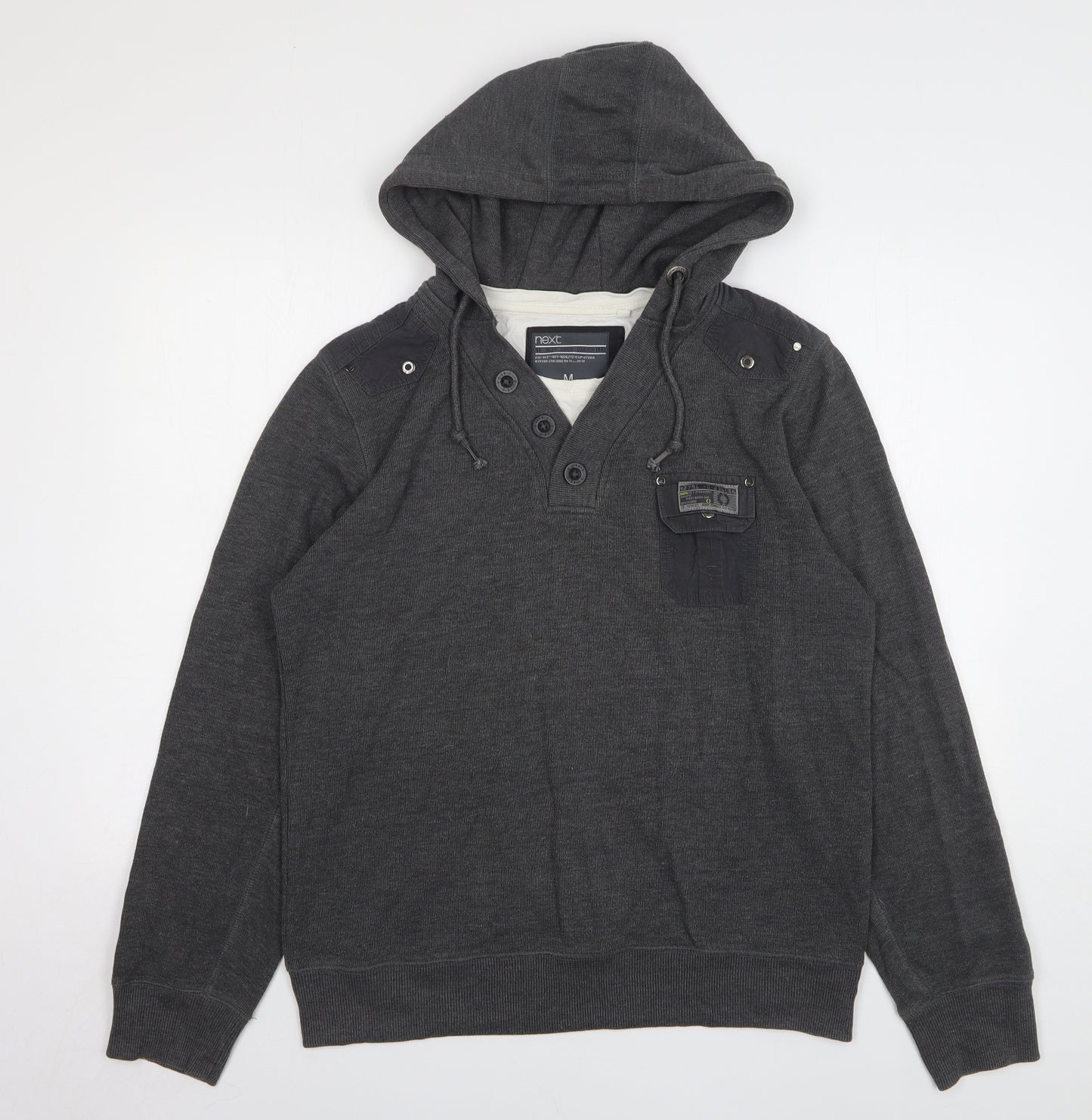 NEXT Mens Grey Cotton Pullover Hoodie Size M