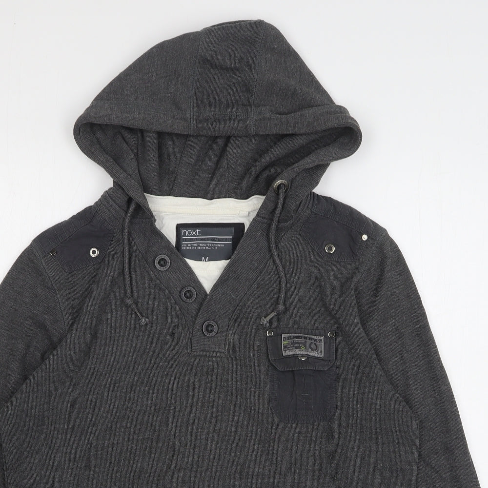 NEXT Mens Grey Cotton Pullover Hoodie Size M