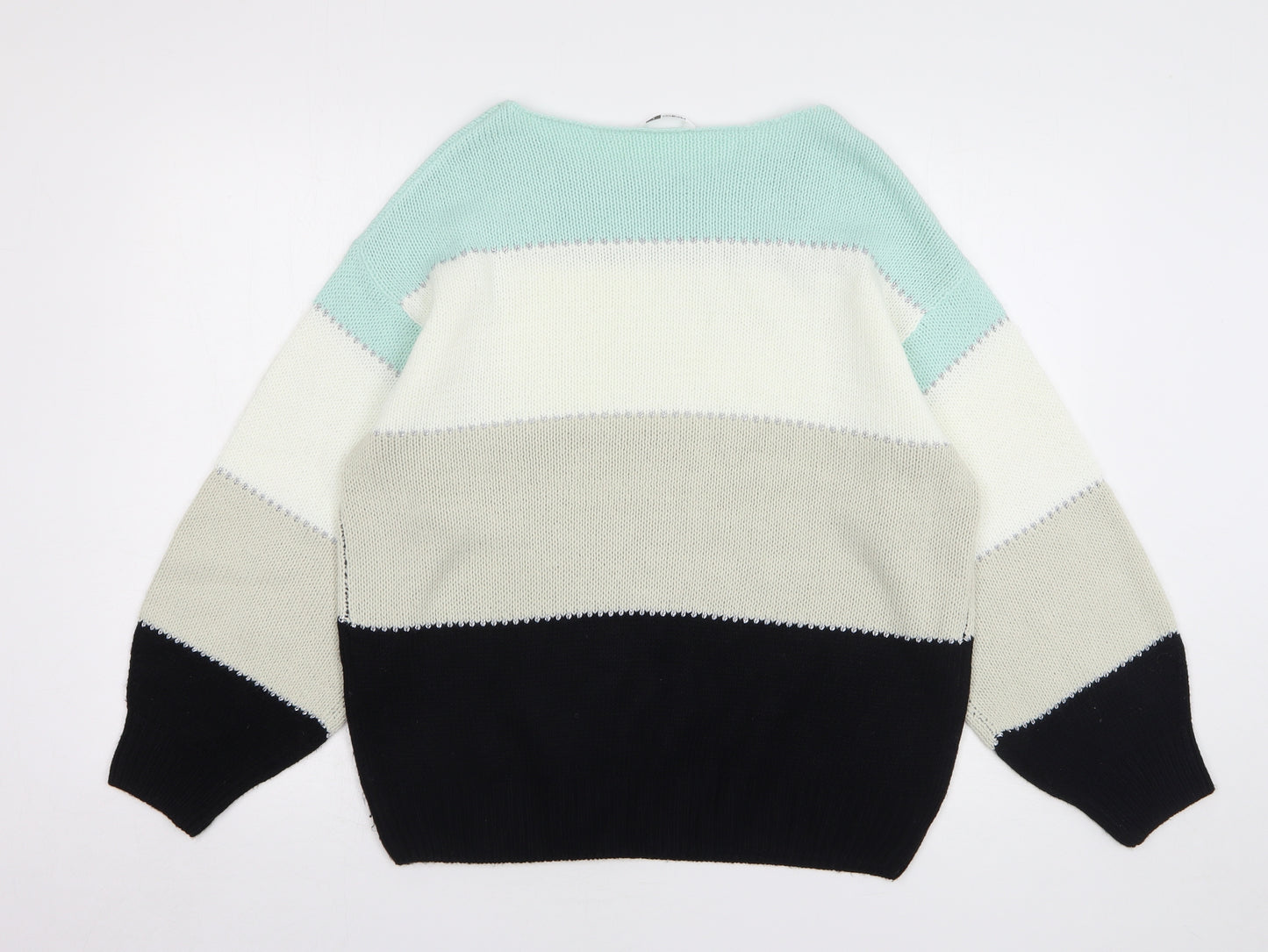 PEP&CO Womens Multicoloured Round Neck Striped Acrylic Pullover Jumper Size 14