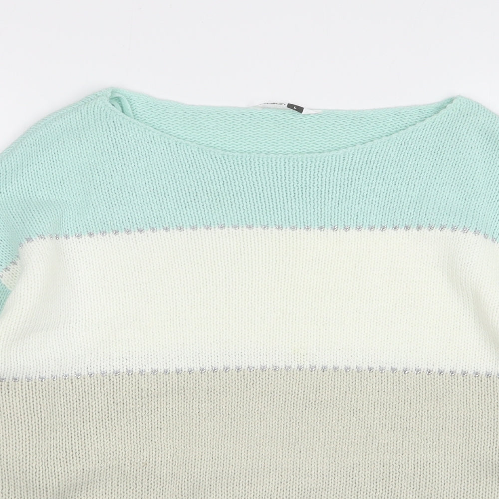 PEP&CO Womens Multicoloured Round Neck Striped Acrylic Pullover Jumper Size 14