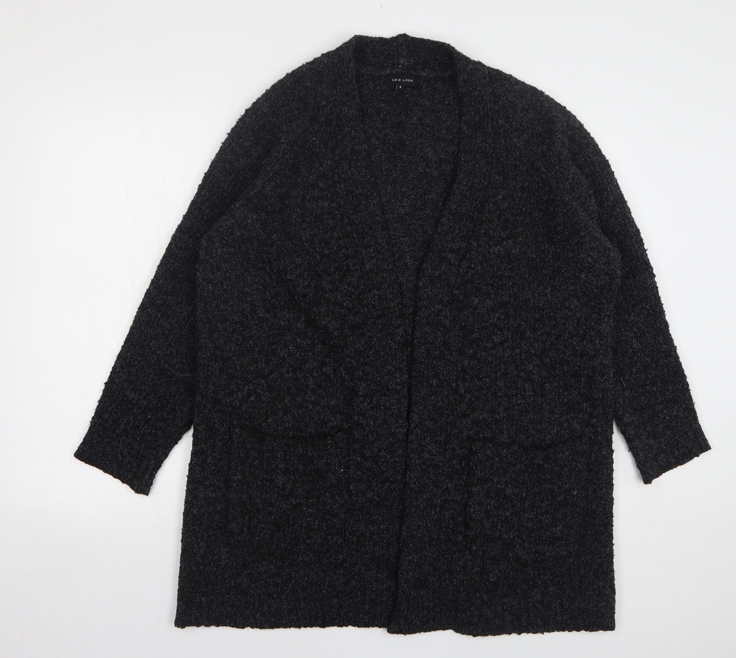 New Look Womens Grey V-Neck Polyester Cardigan Jumper Size S