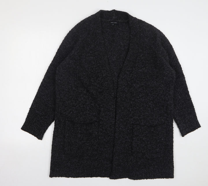 New Look Womens Grey V-Neck Polyester Cardigan Jumper Size S