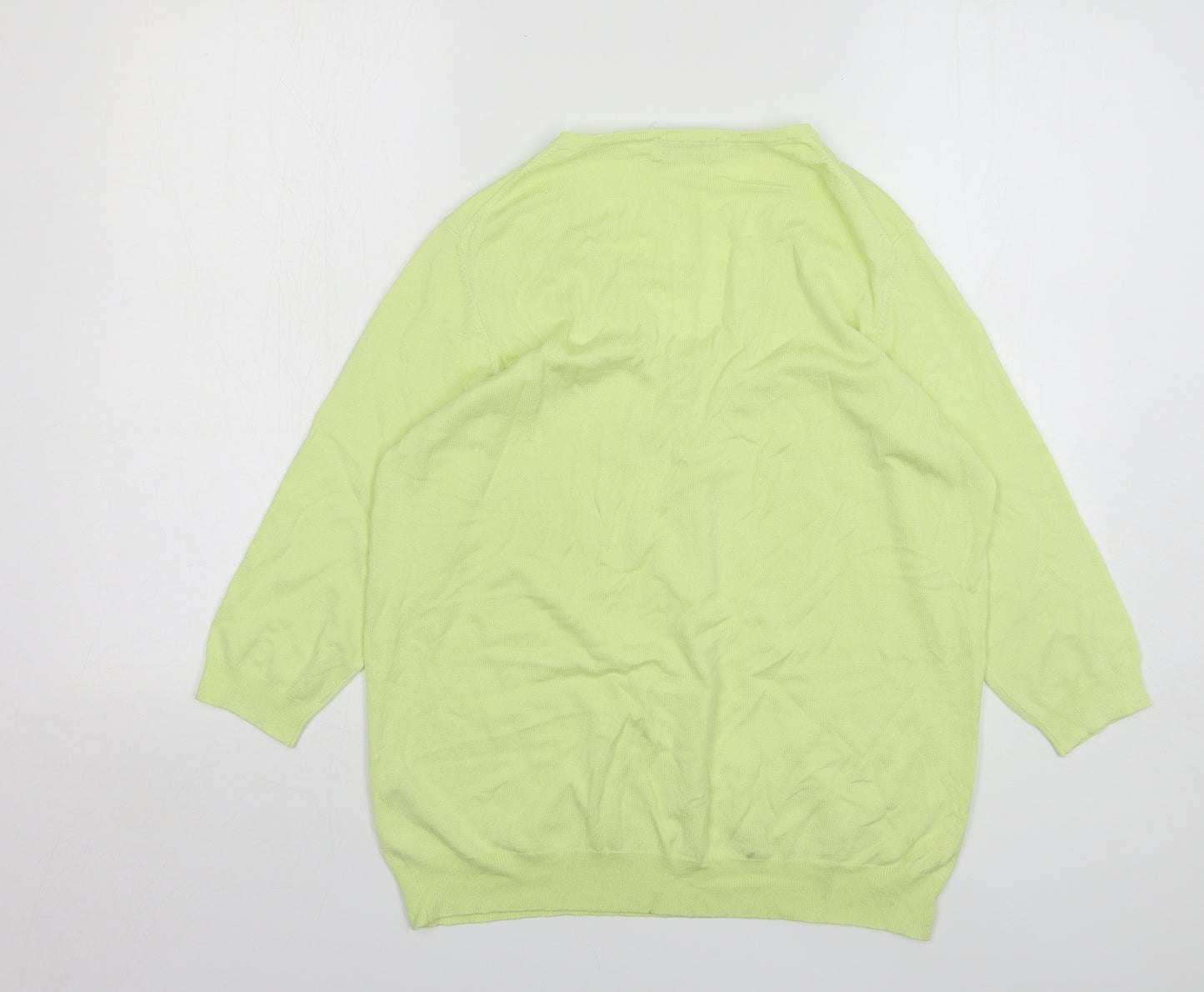 Marks and Spencer Womens Green V-Neck Viscose Pullover Jumper Size 18