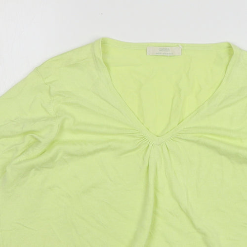 Marks and Spencer Womens Green V-Neck Viscose Pullover Jumper Size 18
