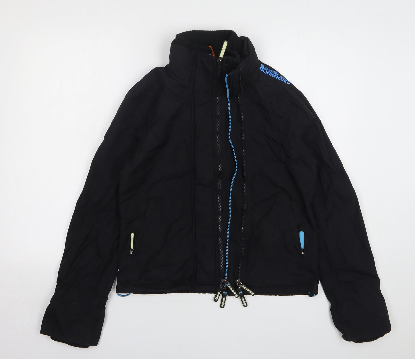 Superdry Boys Black Rain Coat Coat Size M Zip