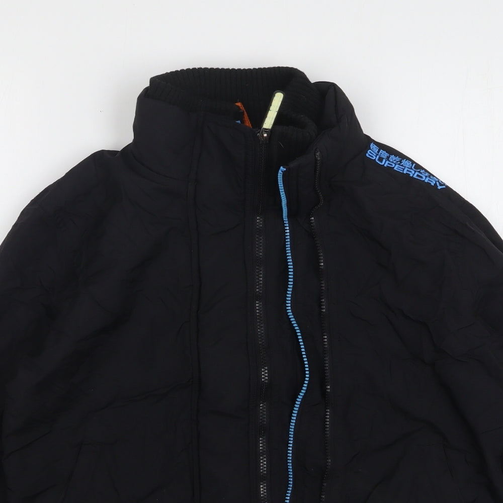 Superdry Boys Black Rain Coat Coat Size M Zip