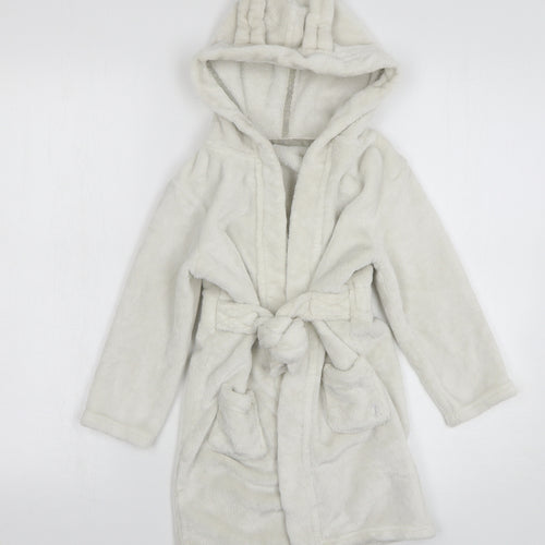 George Girls White Solid Polyester Kimono Gown Size 4-5 Years Tie - bunny ears