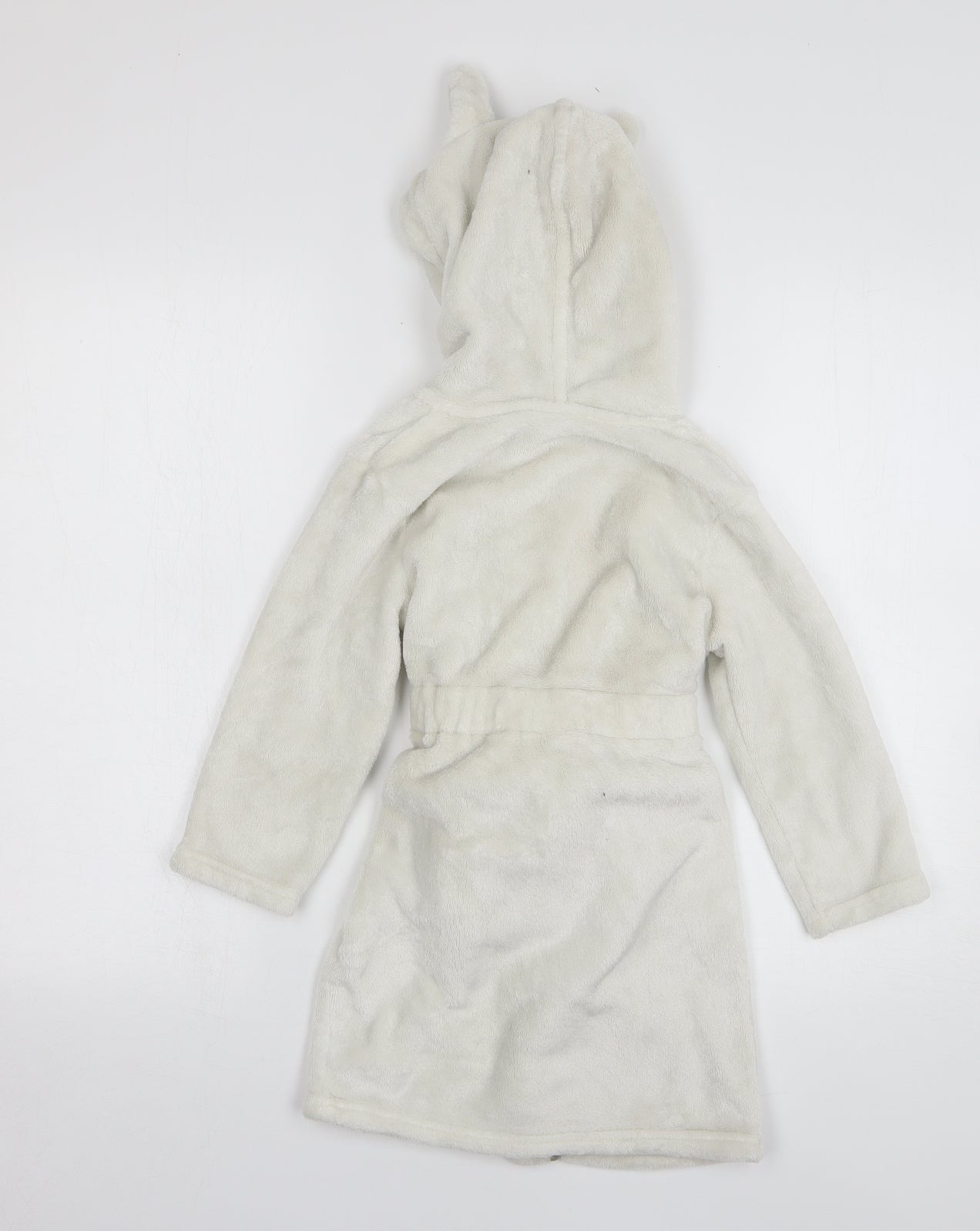 George Girls White Solid Polyester Kimono Gown Size 4-5 Years Tie - bunny ears
