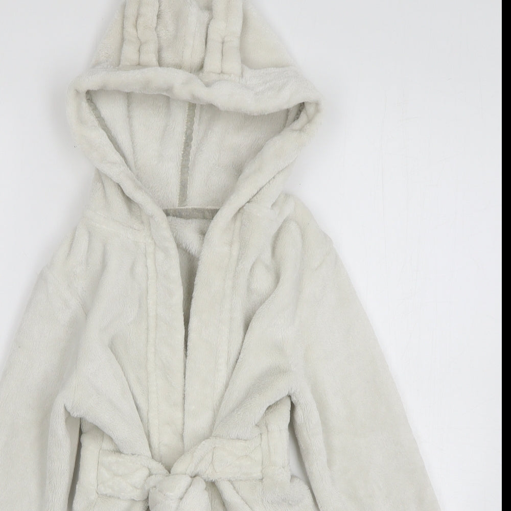 George Girls White Solid Polyester Kimono Gown Size 4-5 Years Tie - bunny ears