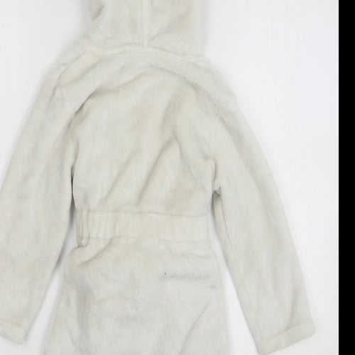 George Girls White Solid Polyester Kimono Gown Size 4-5 Years Tie - bunny ears