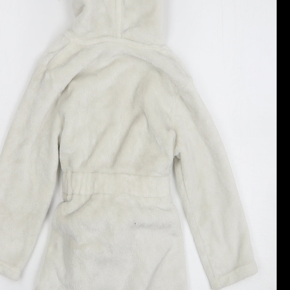 George Girls White Solid Polyester Kimono Gown Size 4-5 Years Tie - bunny ears