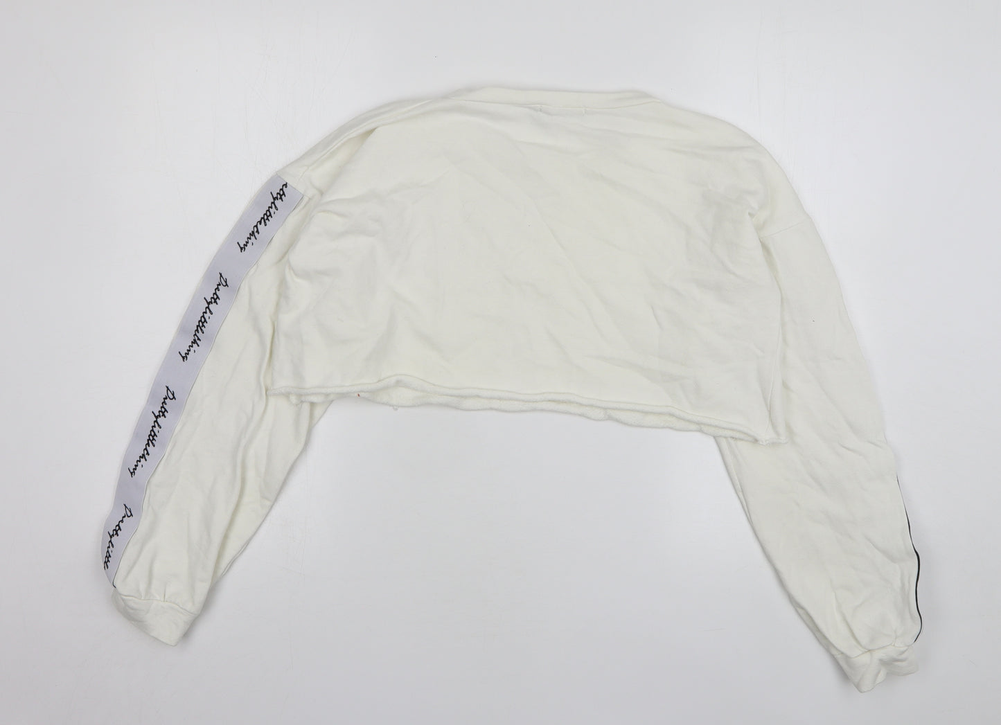 PRETTYLITTLETHING Womens White Cotton Pullover Sweatshirt Size 10