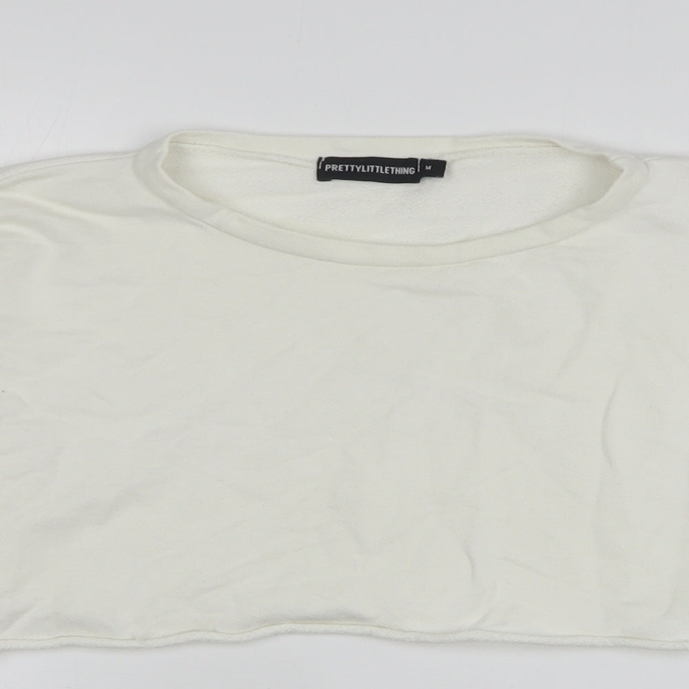 PRETTYLITTLETHING Womens White Cotton Pullover Sweatshirt Size 10