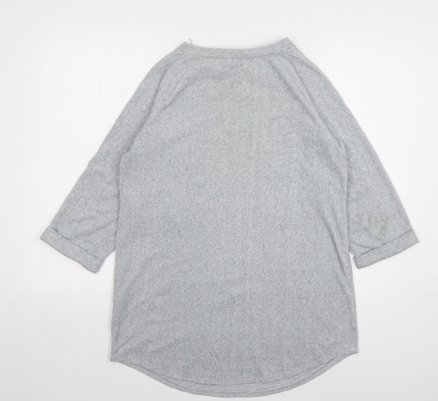 F&F Womens Grey Round Neck Animal Print Polyester Pullover Jumper Size 10
