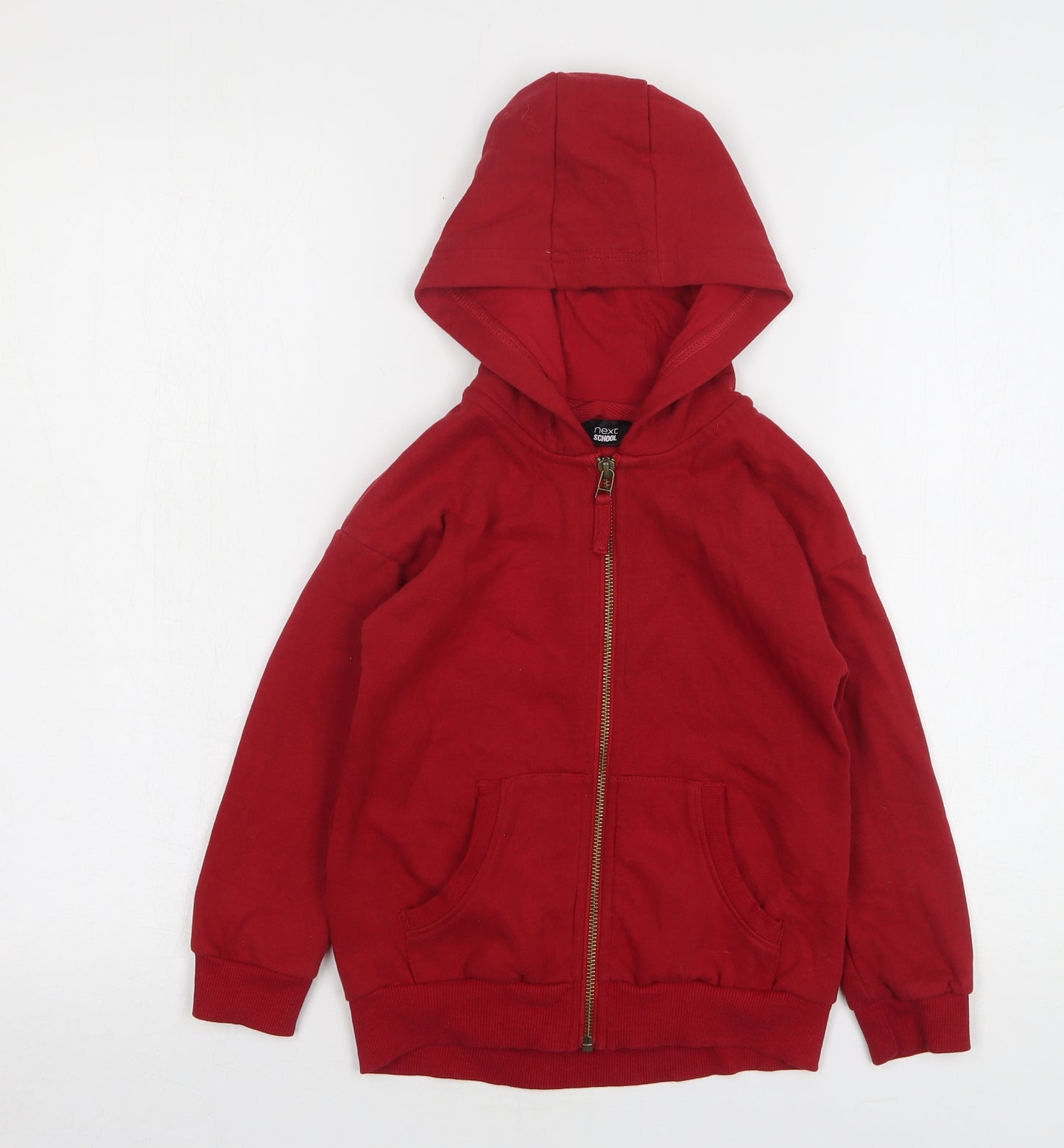 NEXT Girls Red Cotton Full Zip Hoodie Size 6 Years Zip