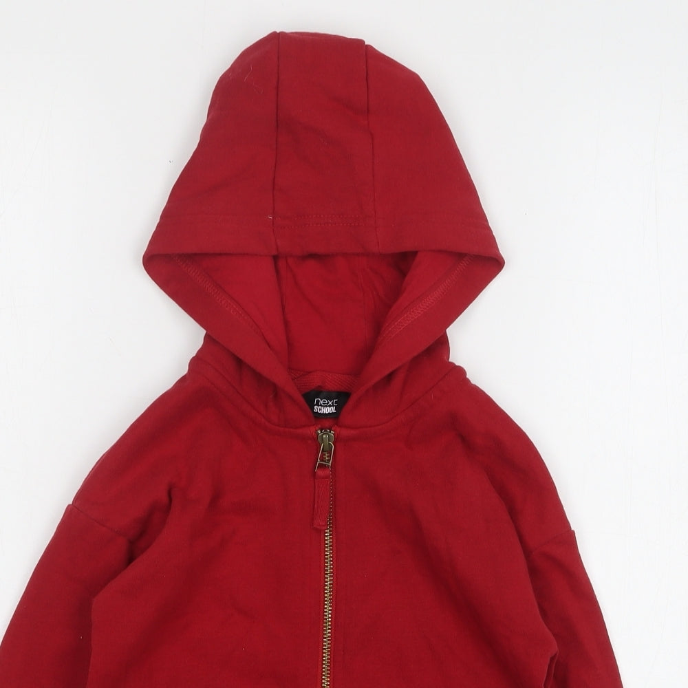 NEXT Girls Red Cotton Full Zip Hoodie Size 6 Years Zip
