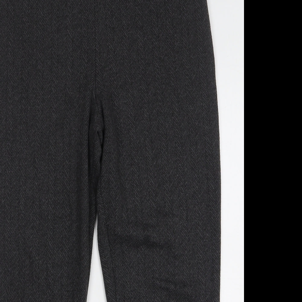 Marks and Spencer Womens Grey Herringbone Polyester Trousers Size 14 L27 in Regular