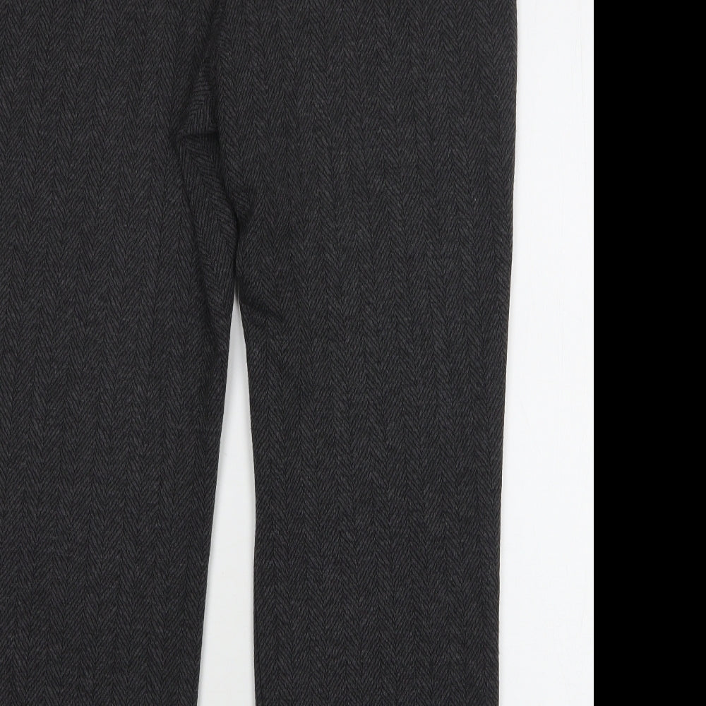 Marks and Spencer Womens Grey Herringbone Polyester Trousers Size 14 L27 in Regular