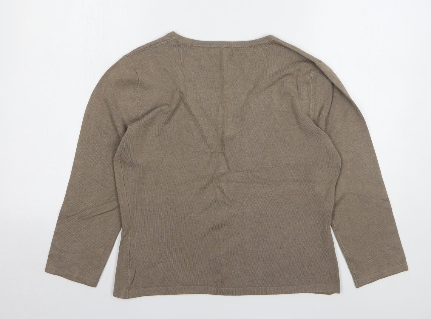 Todays women Womens Beige Viscose Basic T-Shirt Size 18 V-Neck
