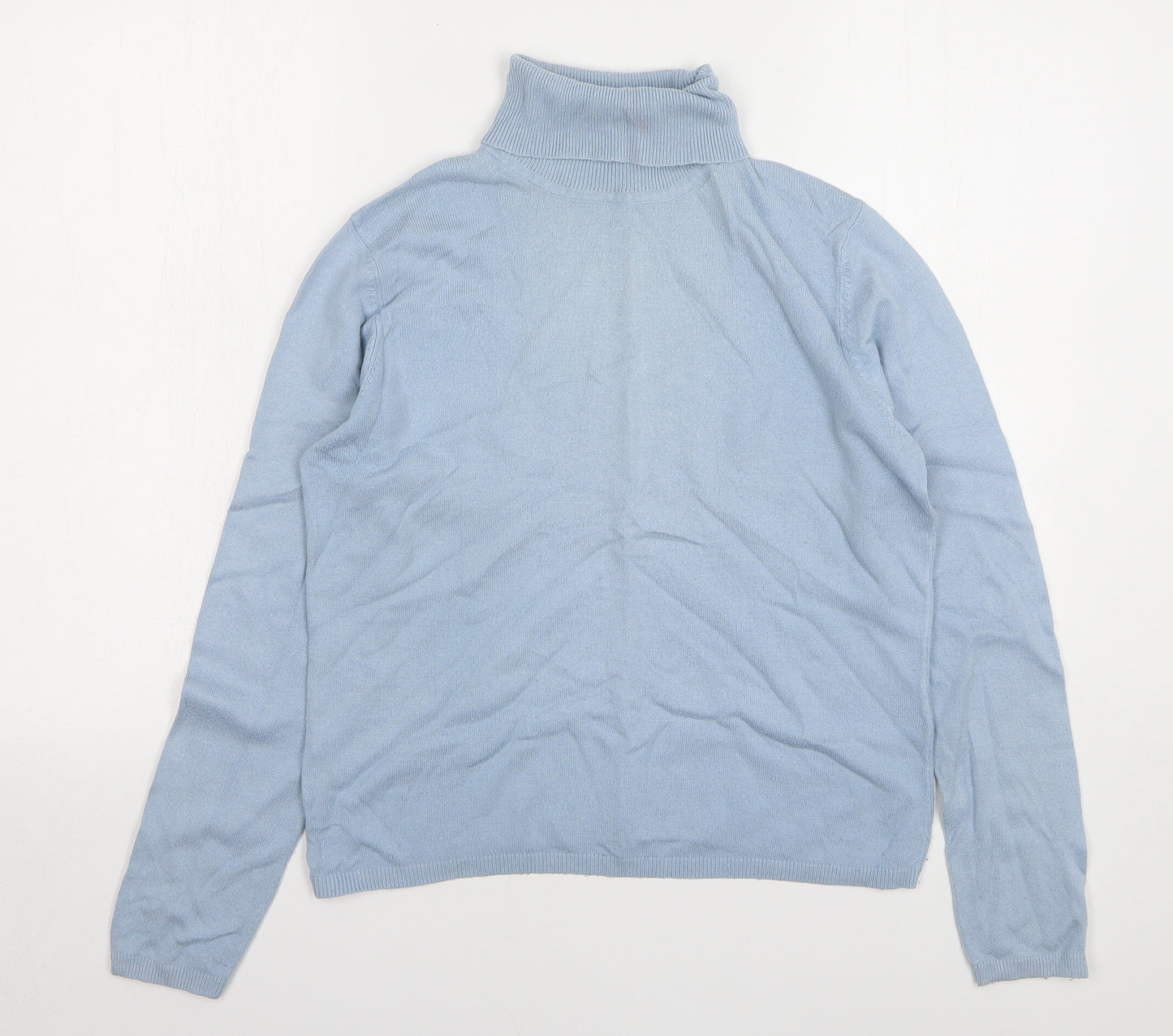 Marks and Spencer Womens Blue Roll Neck Viscose Pullover Jumper Size 16