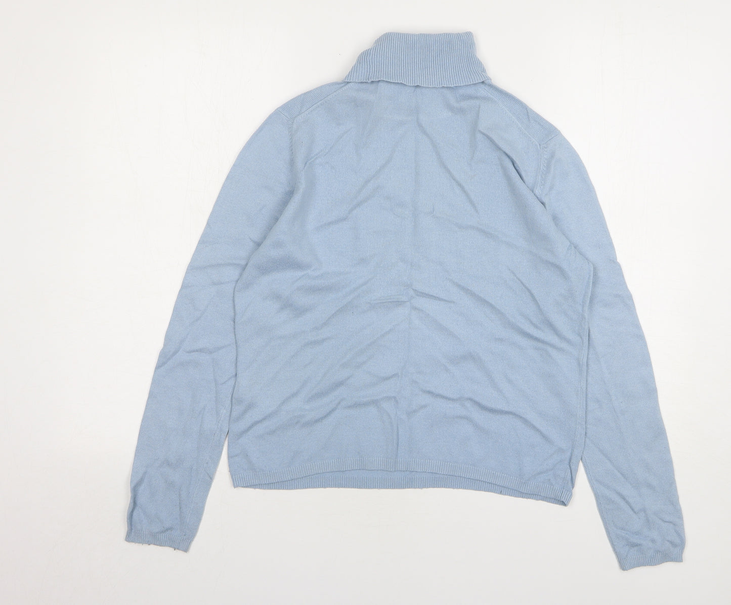 Marks and Spencer Womens Blue Roll Neck Viscose Pullover Jumper Size 16