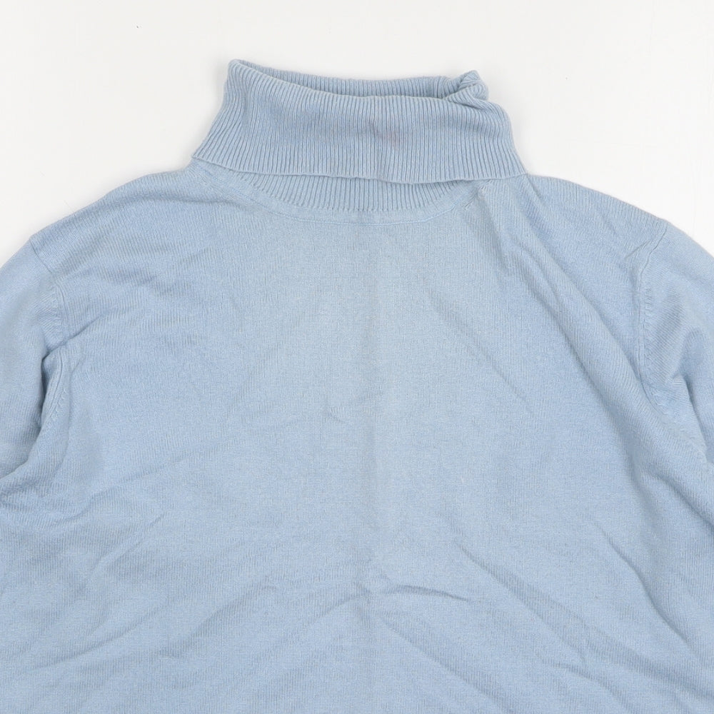 Marks and Spencer Womens Blue Roll Neck Viscose Pullover Jumper Size 16