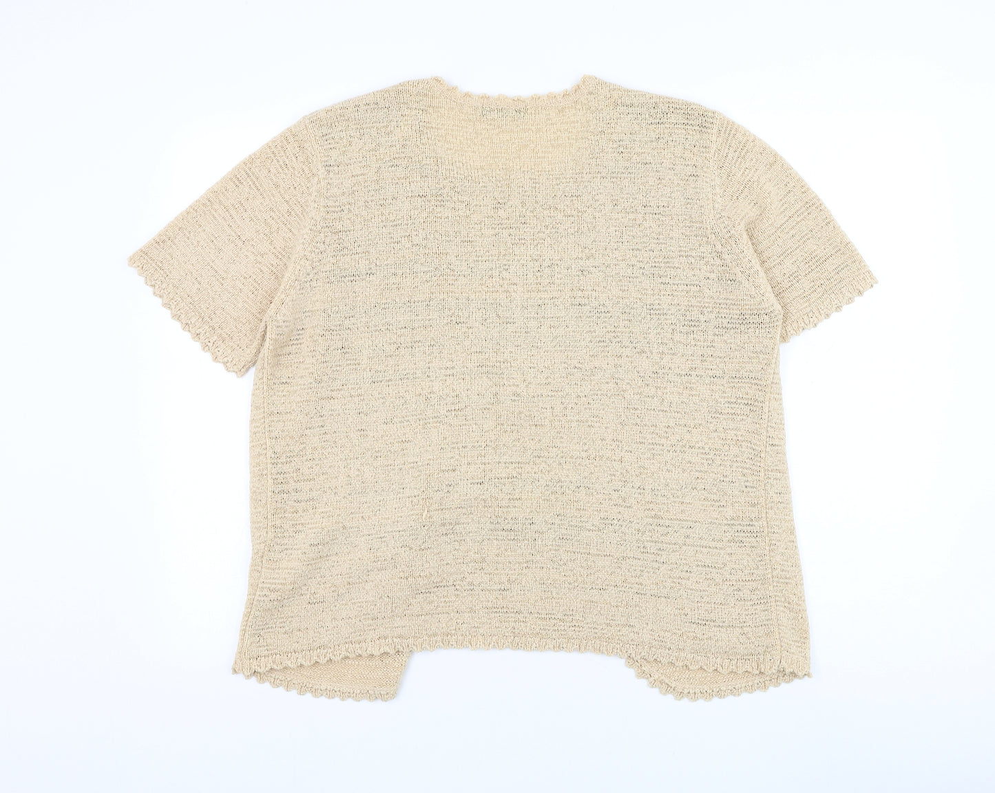 Bonmarché Womens Beige Round Neck Acrylic Cardigan Jumper Size L