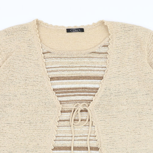 Bonmarché Womens Beige Round Neck Acrylic Cardigan Jumper Size L