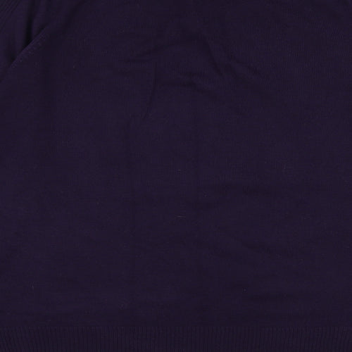 George Mens Purple V-Neck Acrylic Pullover Jumper Size L