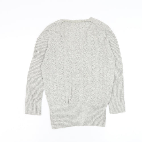 NEXT Womens Grey V-Neck Viscose Pullover Jumper Size 8