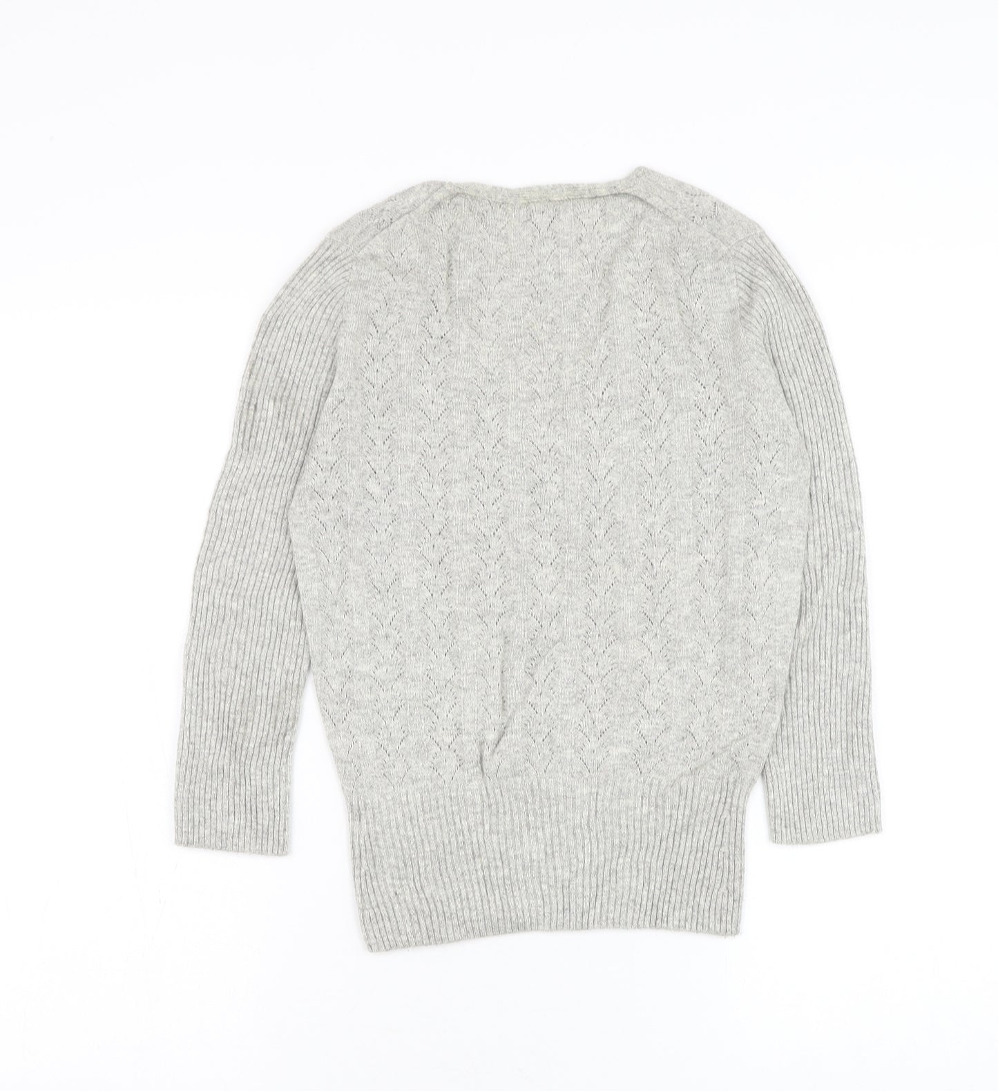 NEXT Womens Grey V-Neck Viscose Pullover Jumper Size 8