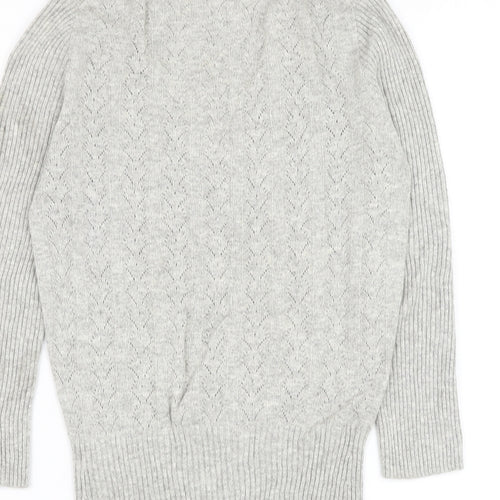 NEXT Womens Grey V-Neck Viscose Pullover Jumper Size 8