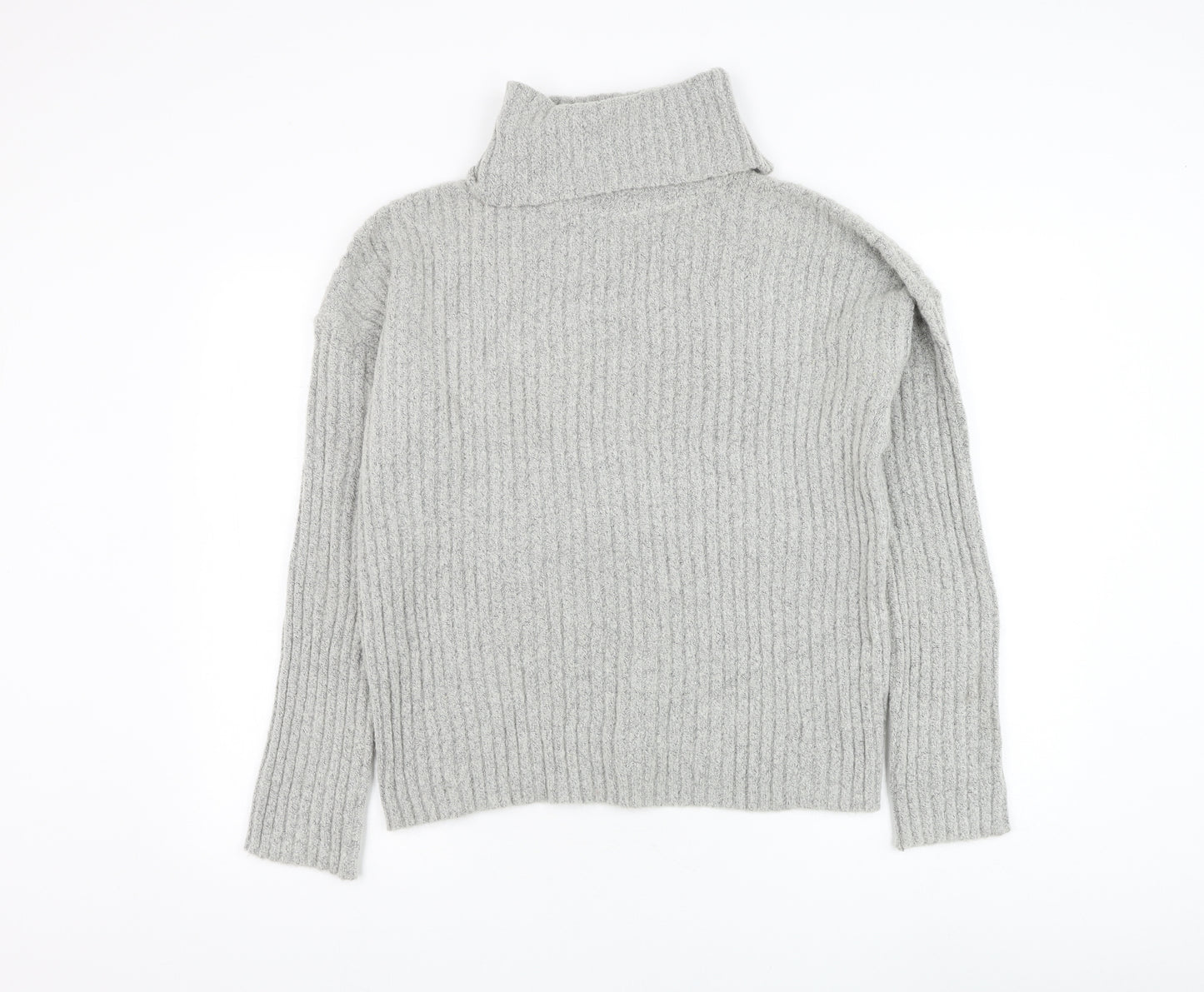Brave Soul Womens Grey Roll Neck Acrylic Pullover Jumper Size M
