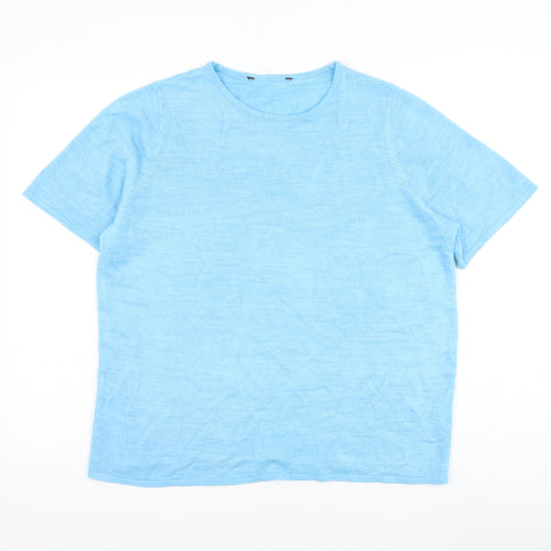 Bonmarché Womens Blue Round Neck Acrylic Pullover Jumper Size 18