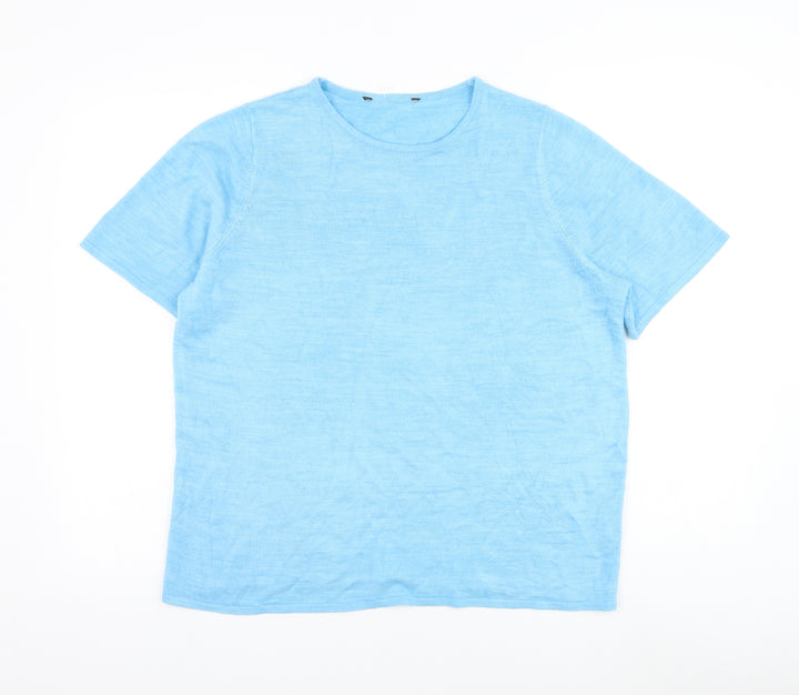 Bonmarché Womens Blue Round Neck Acrylic Pullover Jumper Size 18