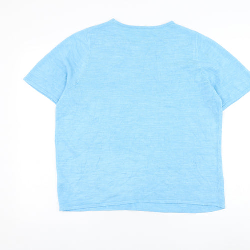 Bonmarché Womens Blue Round Neck Acrylic Pullover Jumper Size 18