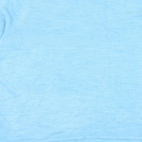 Bonmarché Womens Blue Round Neck Acrylic Pullover Jumper Size 18